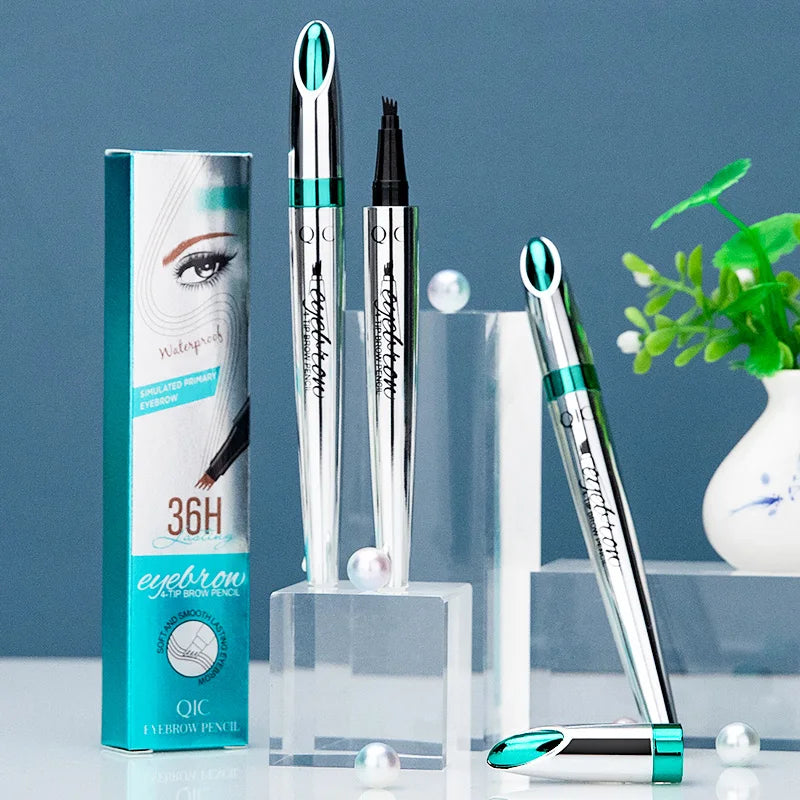 "Microblading Precision Eyebrow Pen: Long Lasting, Waterproof 3-in-1 Dark Brown Pencil Set for Flawless Brows"