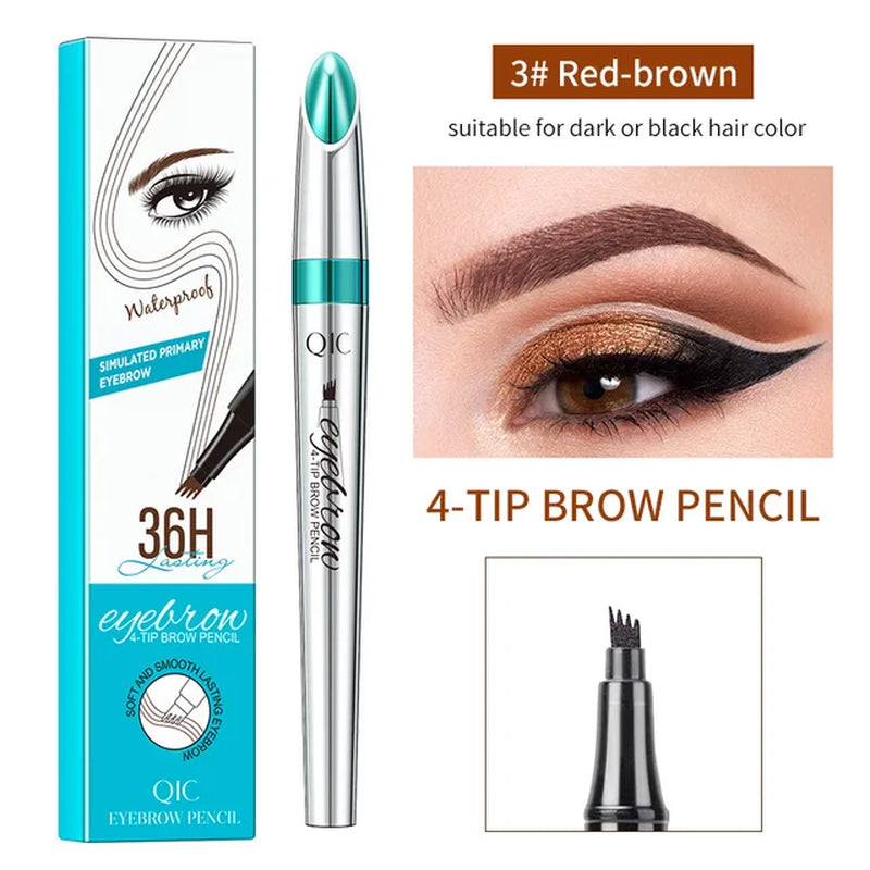 "Microblading Precision Eyebrow Pen: Long Lasting, Waterproof 3-in-1 Dark Brown Pencil Set for Flawless Brows"