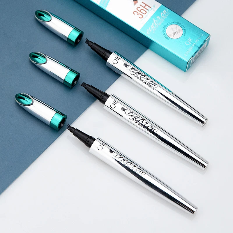 "Microblading Precision Eyebrow Pen: Long Lasting, Waterproof 3-in-1 Dark Brown Pencil Set for Flawless Brows"